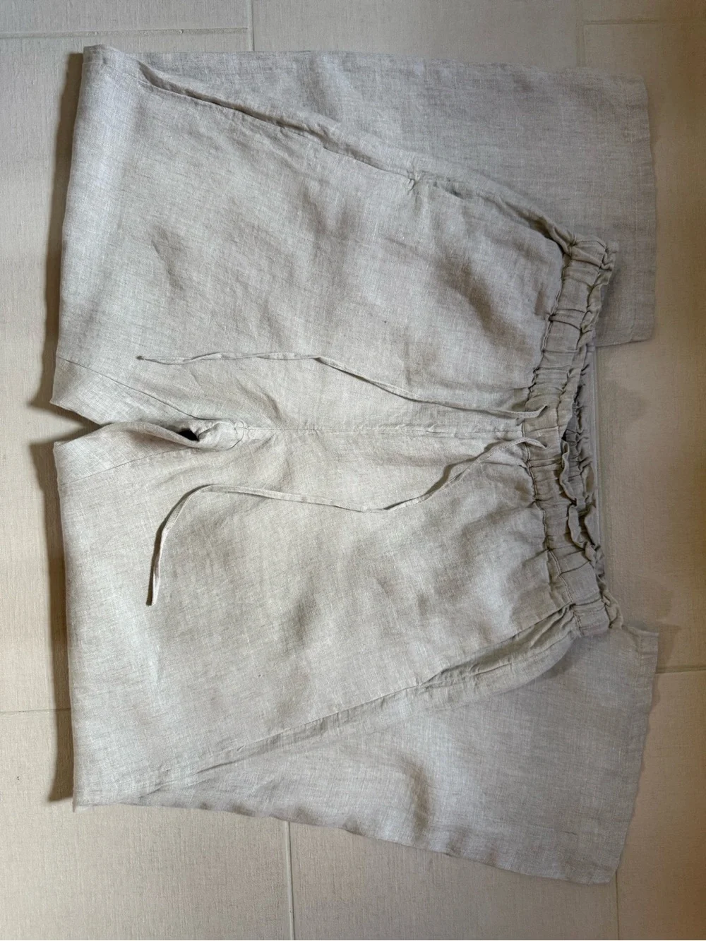J. Crew Beige Linen Elastic Waist Pants
